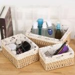 طقم باسكت رتان مجدول طقم 3قطع